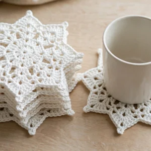 Crochet Snowflake Coasters — Set of 6
